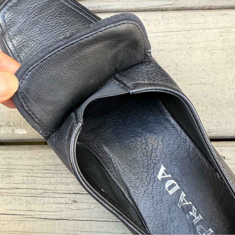Prada black leather loafers shoes size 9.5 - Picture 13 of 15